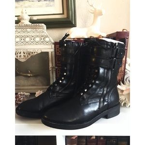 Dolce Vita size 6 Black Leather Combat Boots EUC